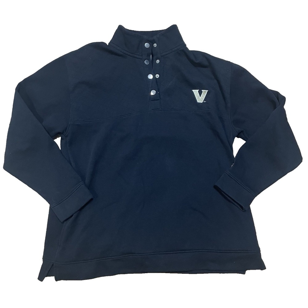 Vanderbilt Champion Men's Quarter Snap Pullover Sweatshirt Black Size L